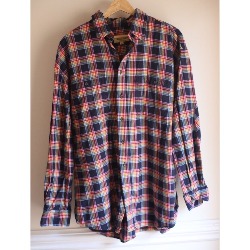Kenyon Ridge Plaid Flannel Shirt Men L 100 Cotton Button Down Vintage Style